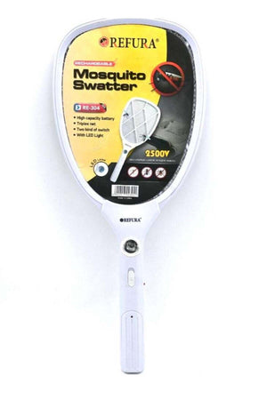 Rechargeable Mosquito Swatter with LED Light 2500V White RE-304