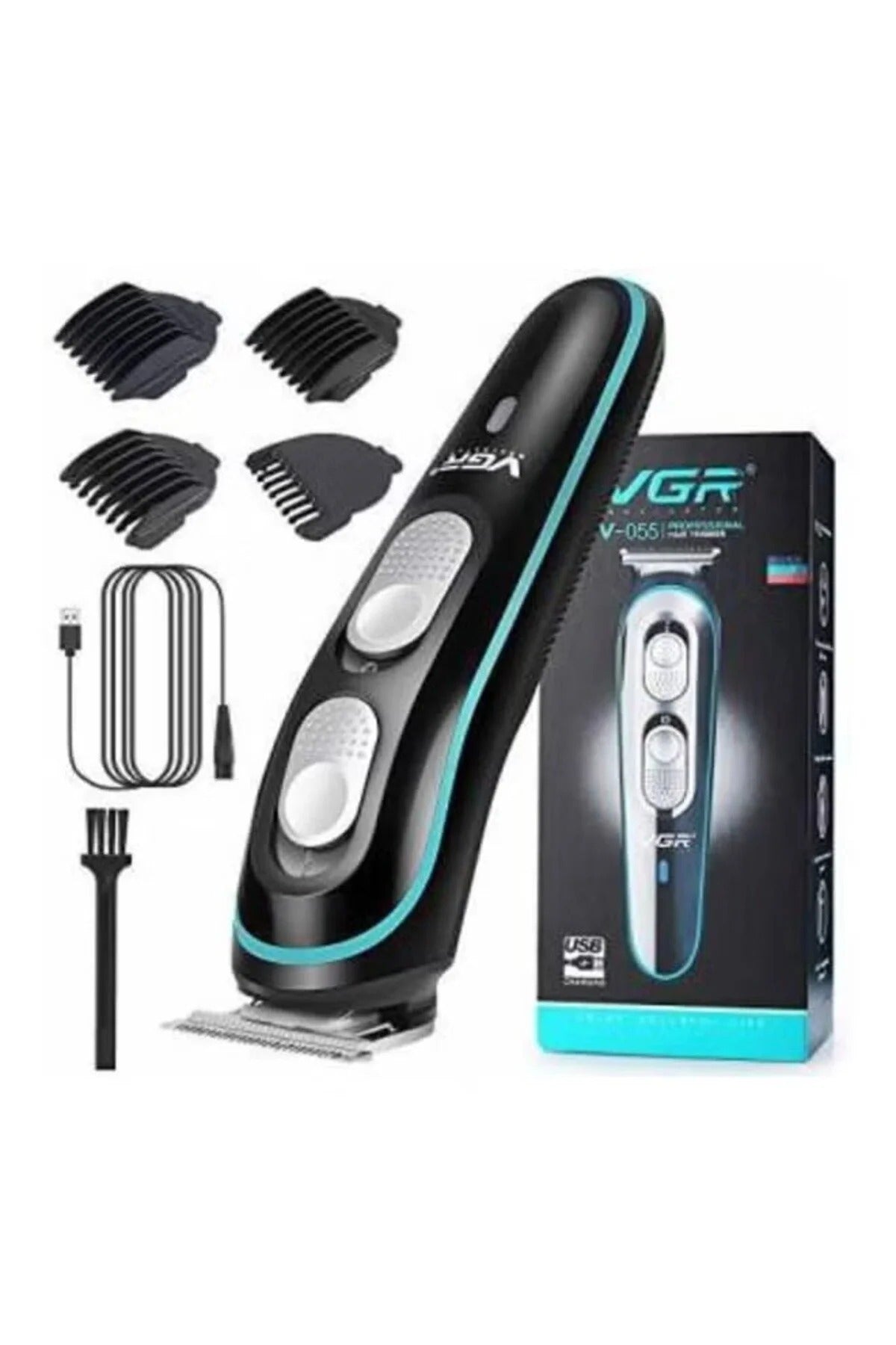 Navigator V-055 Professional USB Rechargeable Men’s Hair and Beard Trimmer Black/Blue One Size
