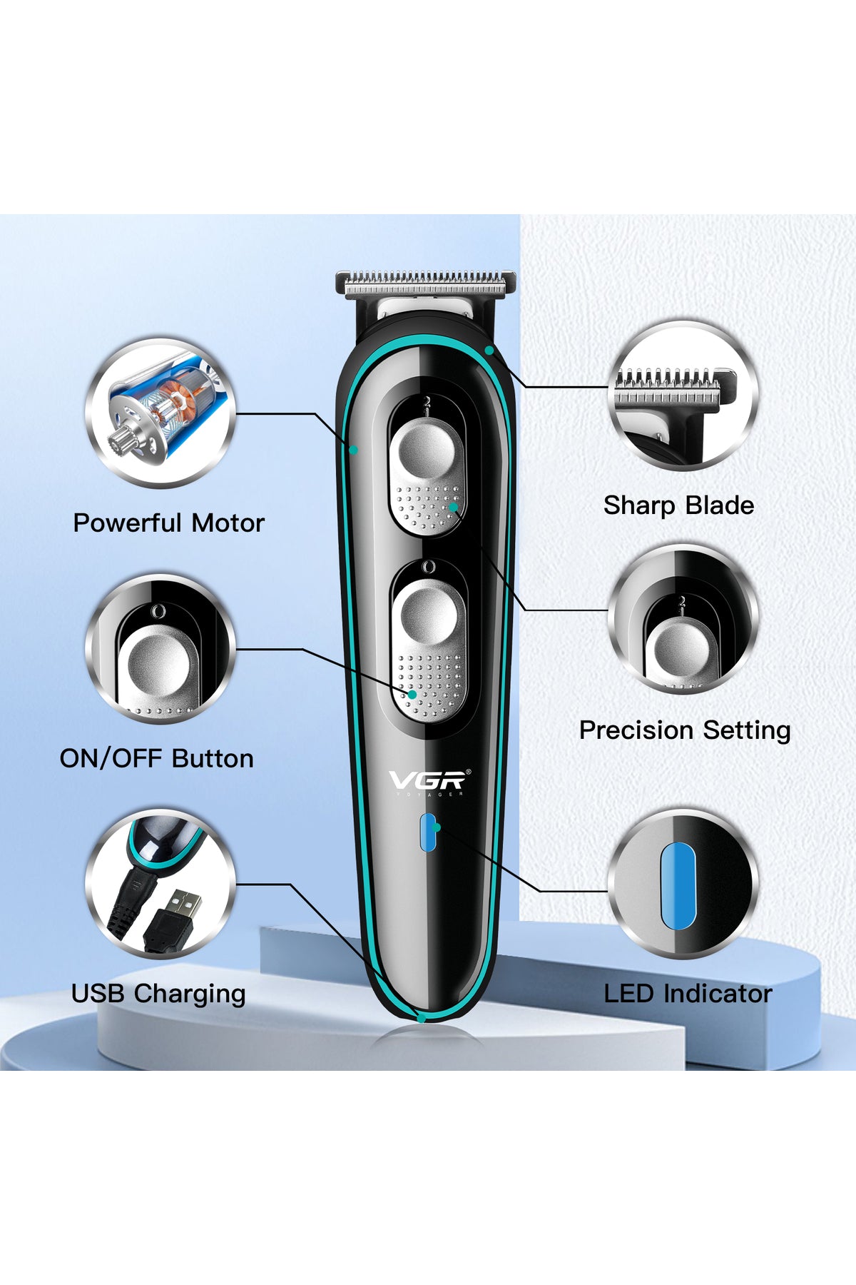 V-055 Professional Hair & Beard Trimmer: Master Your Style with Precision and Power