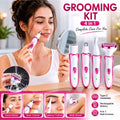 4-in-1 Women Electric Hair Removal Kit Cordless Face & Body Grooming Trimmer Set Bikini, Legs, Arms, Eyebrow & Nose Hair Remo