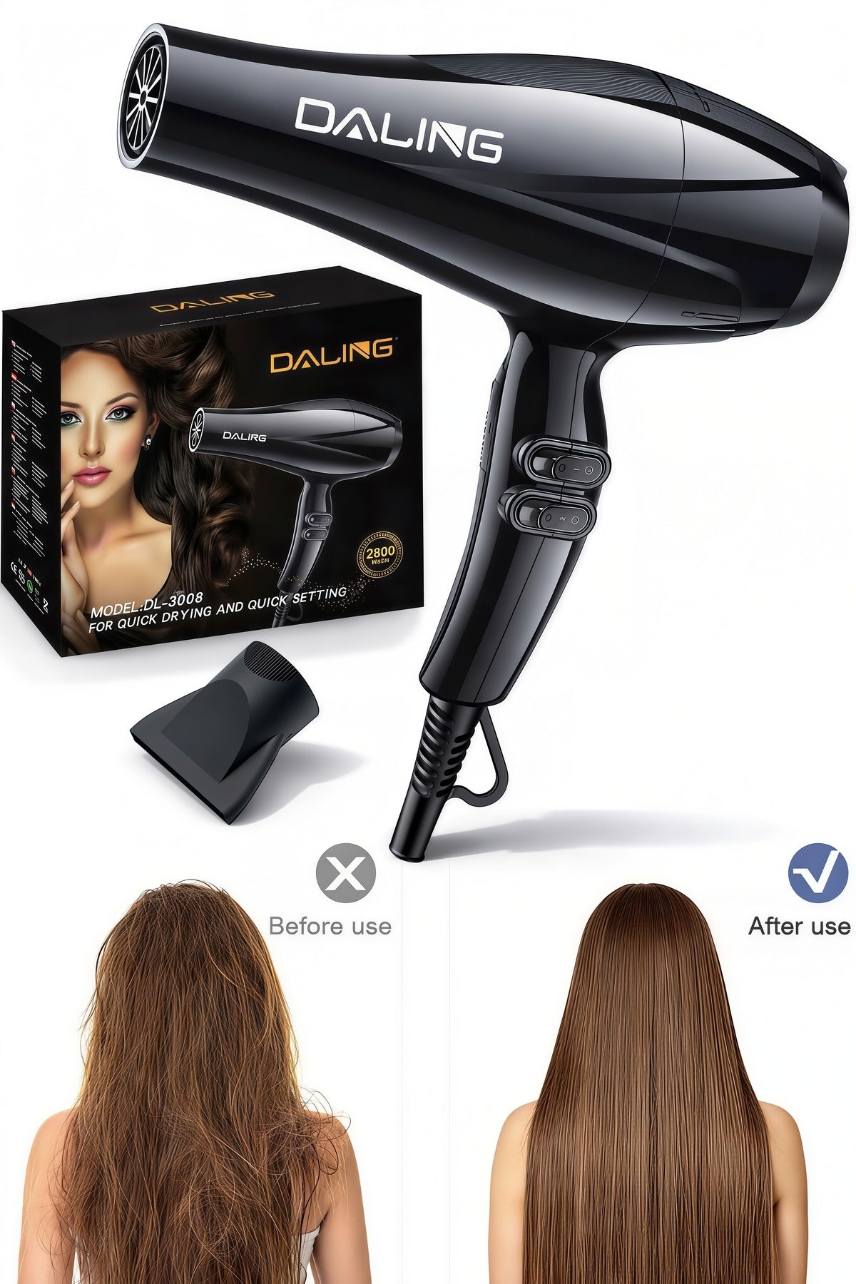 Daling 2800W Essential Hair Care Dryer, Hair Dryer, Professional Hair Dryer, DL-3003