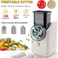 DENX Electric Vegetable Cutter & Cheese Grater, USB Rechargeable Food Chopper, White/Green, DX2042