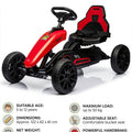 Kids Pedal Go Kart Car No Battery Manual Kart Adjustable Seat Hand Brake Car for Children P1001