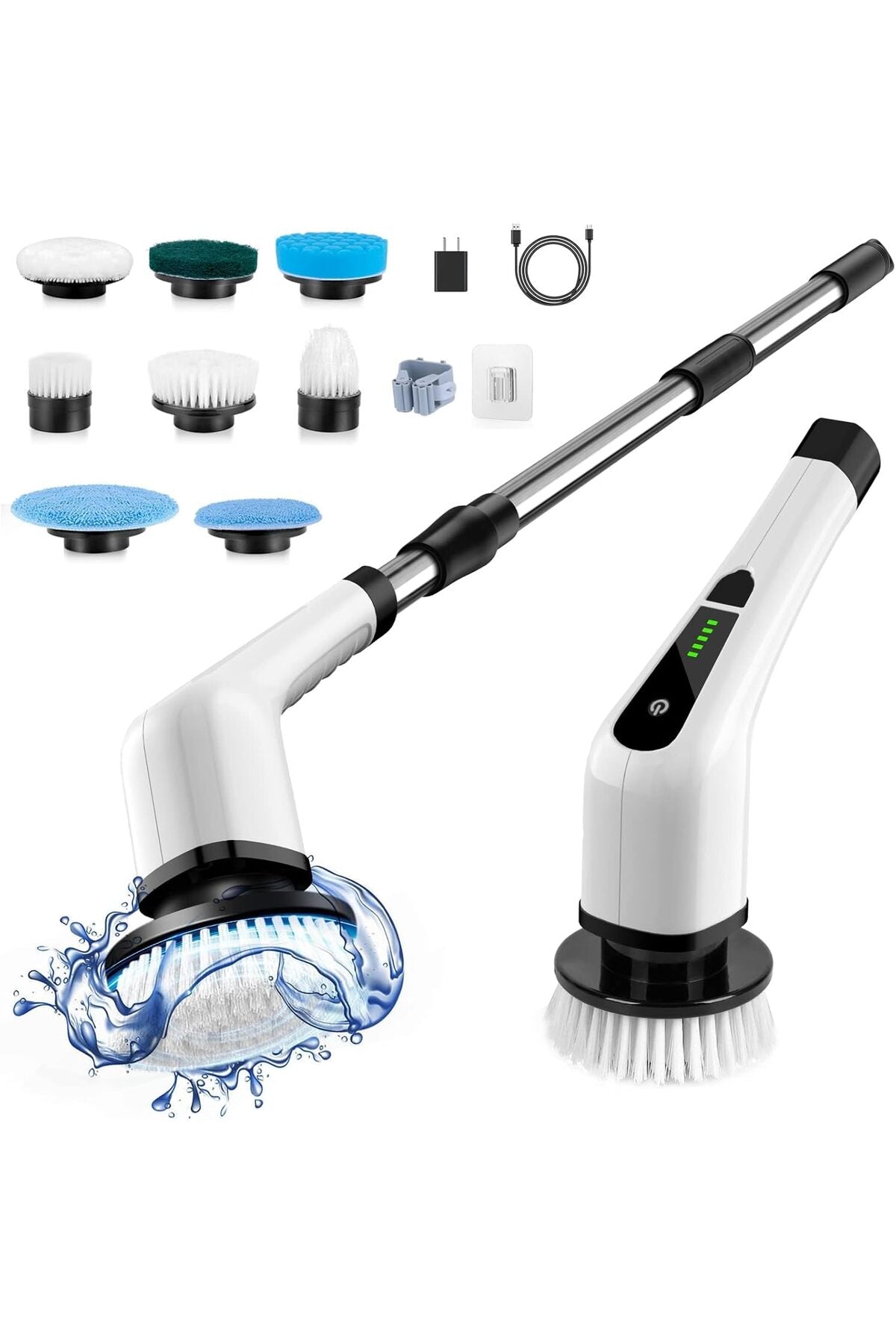 DENX Cordless Electric Spin Scrubber, Electric Cleaning Brush with 9 Replacement Brush Heads,DX3630
