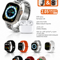 49mm Smart Watch Ultra 4 2.05 Full Screen Wireless Charging Fitness Tracker Bluetooth Calling Smartwatch for Android & iPhone with Earbuds