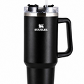 STANLEE 1200ML Vacuum Flask Tumbler Stainless Steel Travel Mug with Handle & Straw, Black