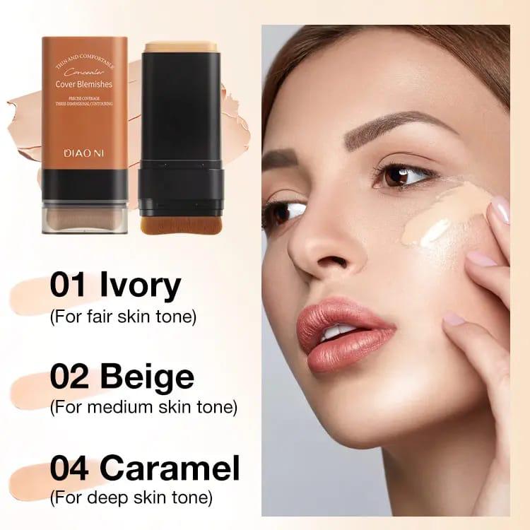 Flawless Concealer Foundation Stick with Built-in Blending Brush