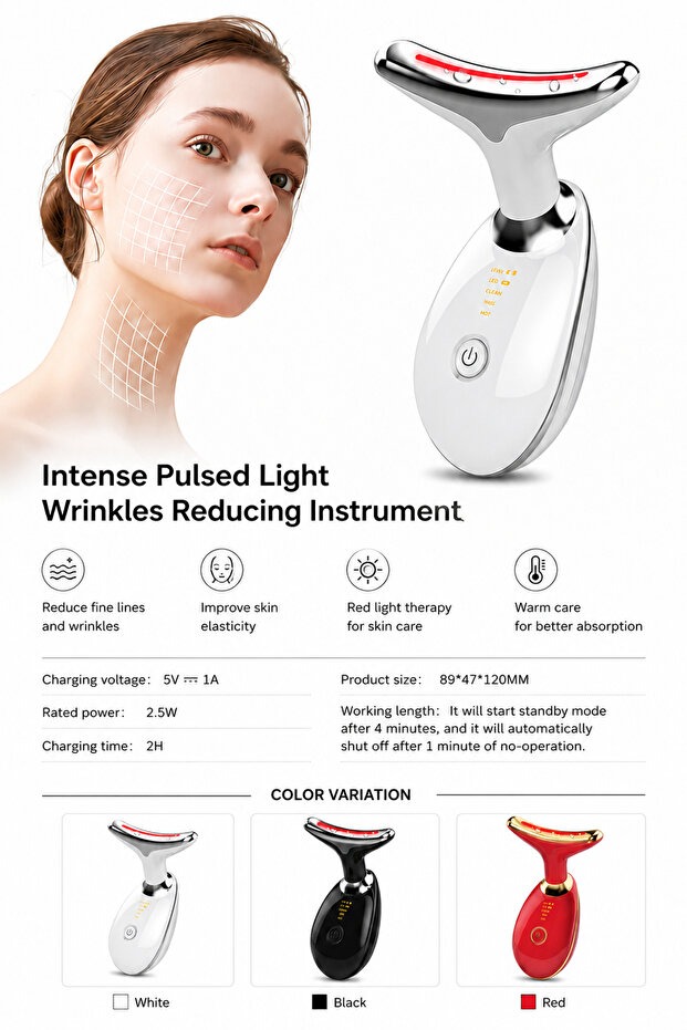 Face & Neck Lifting Device, Portable EMS Facial Lifting & Skin Tightening Tool with Heat Therapy