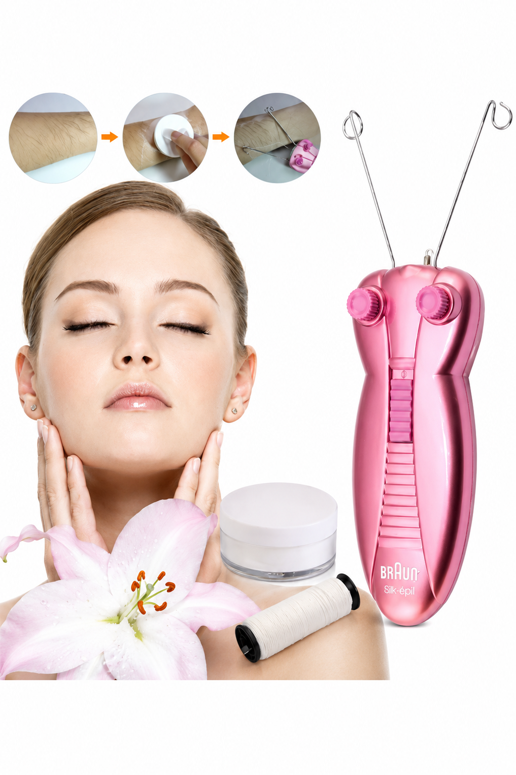 BROWNS Electric Facial Hair Remover Machine & Threading System, Painless Face & Body Epilator, 2777