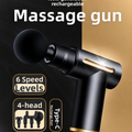Rechargeable Mini Massage Gun, Portable Deep Tissues Muscle Massager Gun with 4 Heads, 6 Speeds, Type-C Charging & 1800mAh Battery Electric Handheld Body Massager For Back Neck Pain Relief