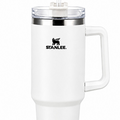 STANLEE 1200ML Vacuum Flask Tumbler Stainless Steel Travel Mug with Handle & Straw, White