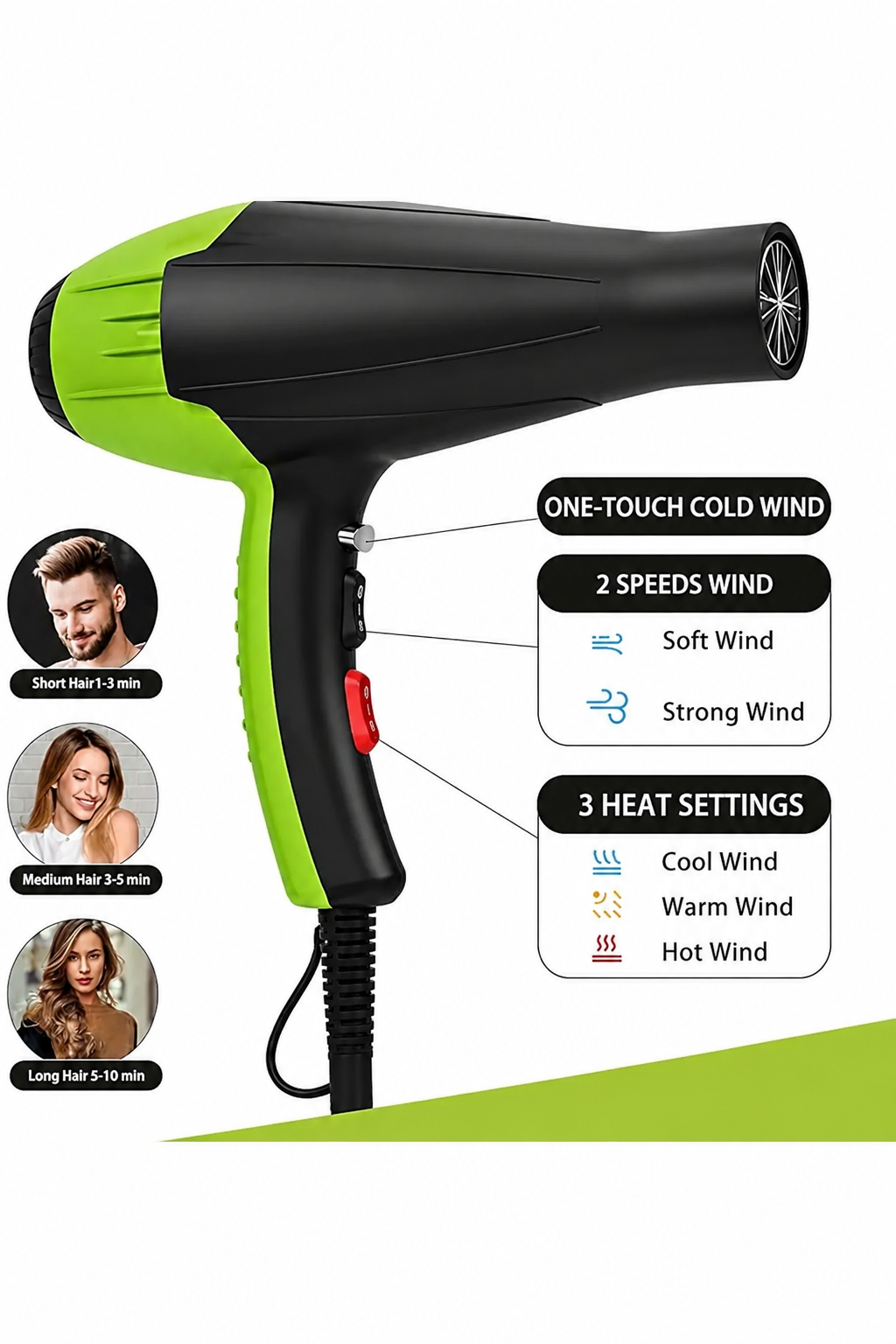 Professional Hair Dryer Straightener Combo 2-in-1 Hot Air Styler for Drying & Smoothing, DX3449