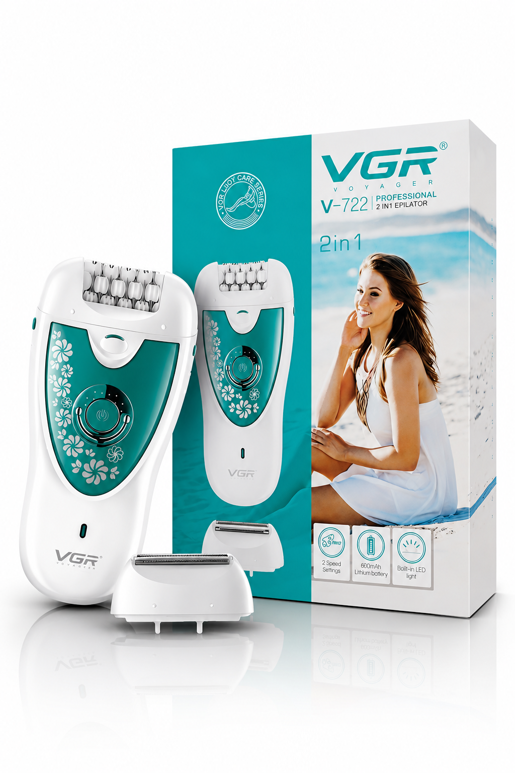 VGR 2-In-1 Women Epilator & Electric Shaver, Rechargeable Hair Removal, 50Minutes Runtime, V-722