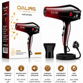 DALING Professional Hair Dryer 2800W, Fast Drying Hair Dryer with 3 Heat Settings, 2 Speed Controls, Constant Temperature Hair Care Red & Black DL-3017