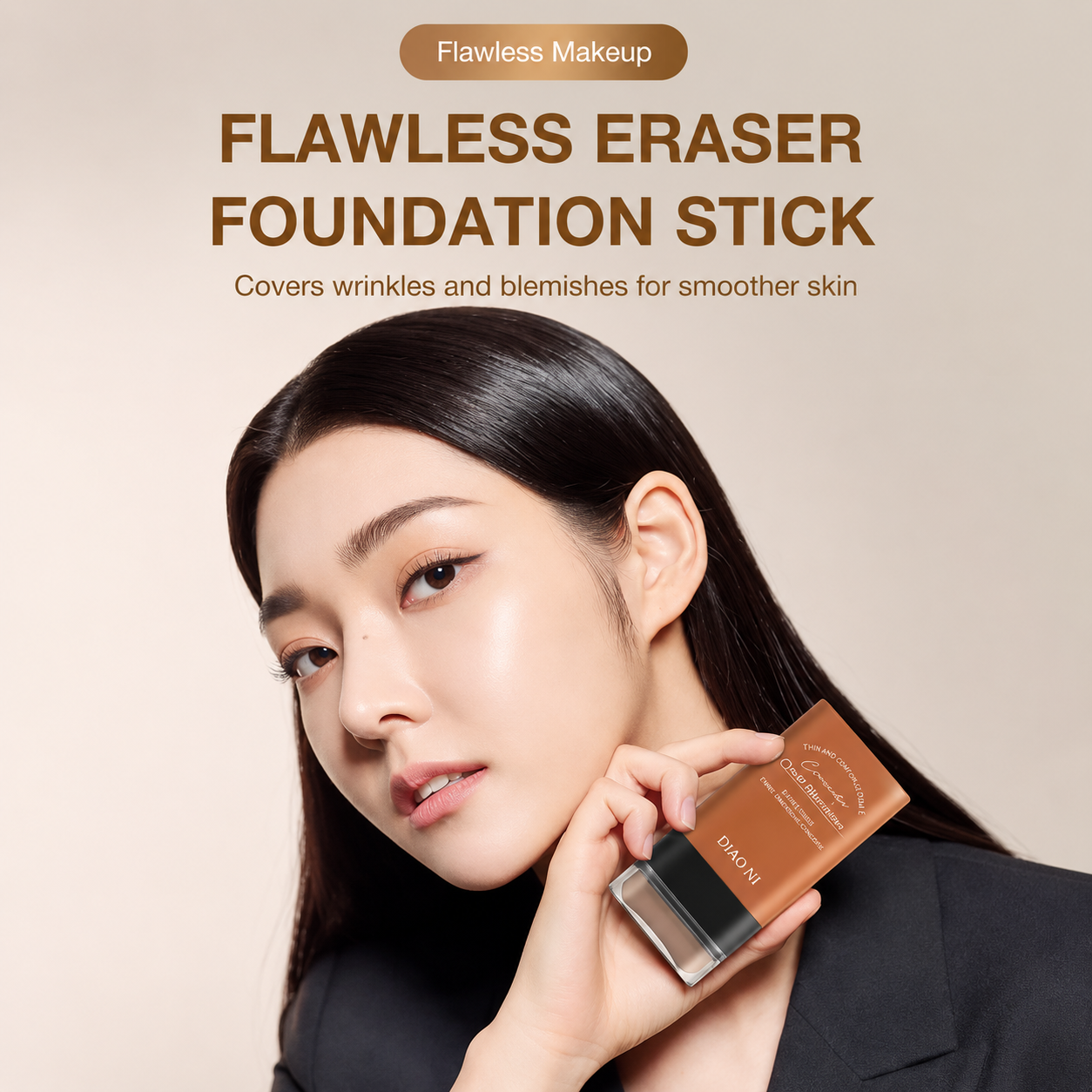 Flawless Concealer Foundation Stick with Built-in Blending Brush